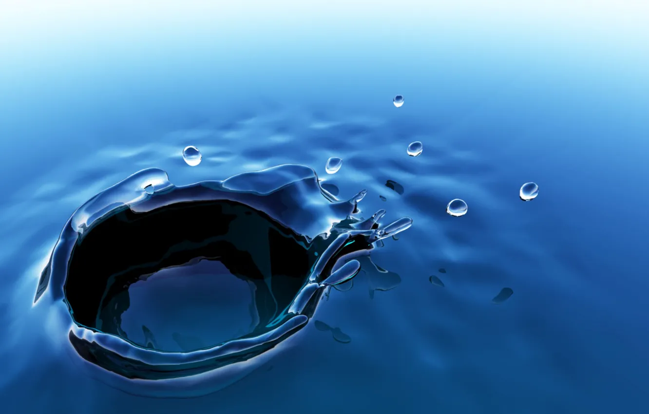 Photo wallpaper water, drops, reflection