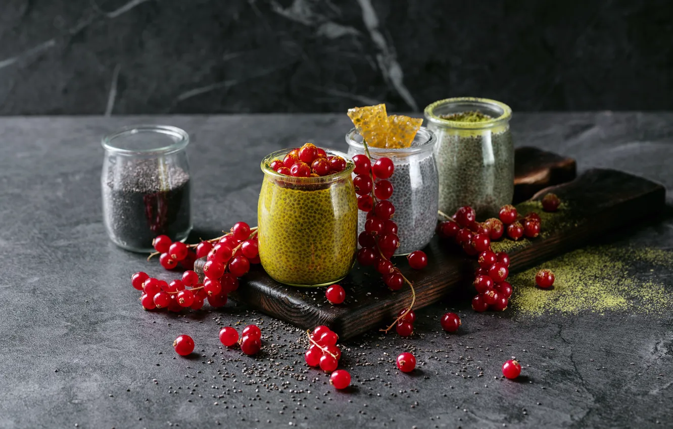 Photo wallpaper berries, Breakfast, pudding, Chia, Roman Dbree