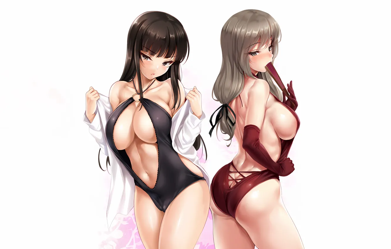 Photo wallpaper sexy, Cameltoe, ass, cleavage, long hair, girls, brown hair, boobs