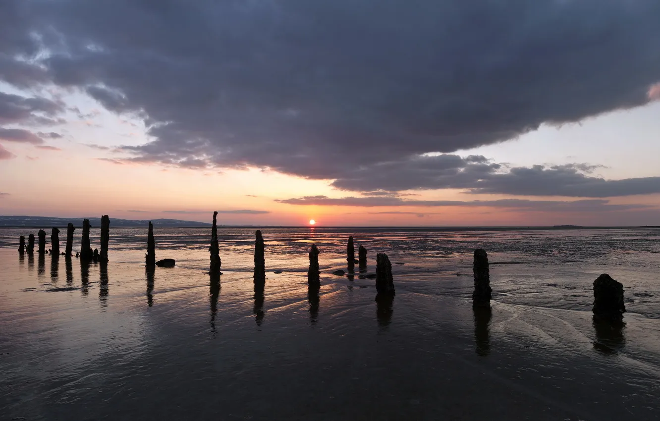 Photo wallpaper sea, landscape, sunset