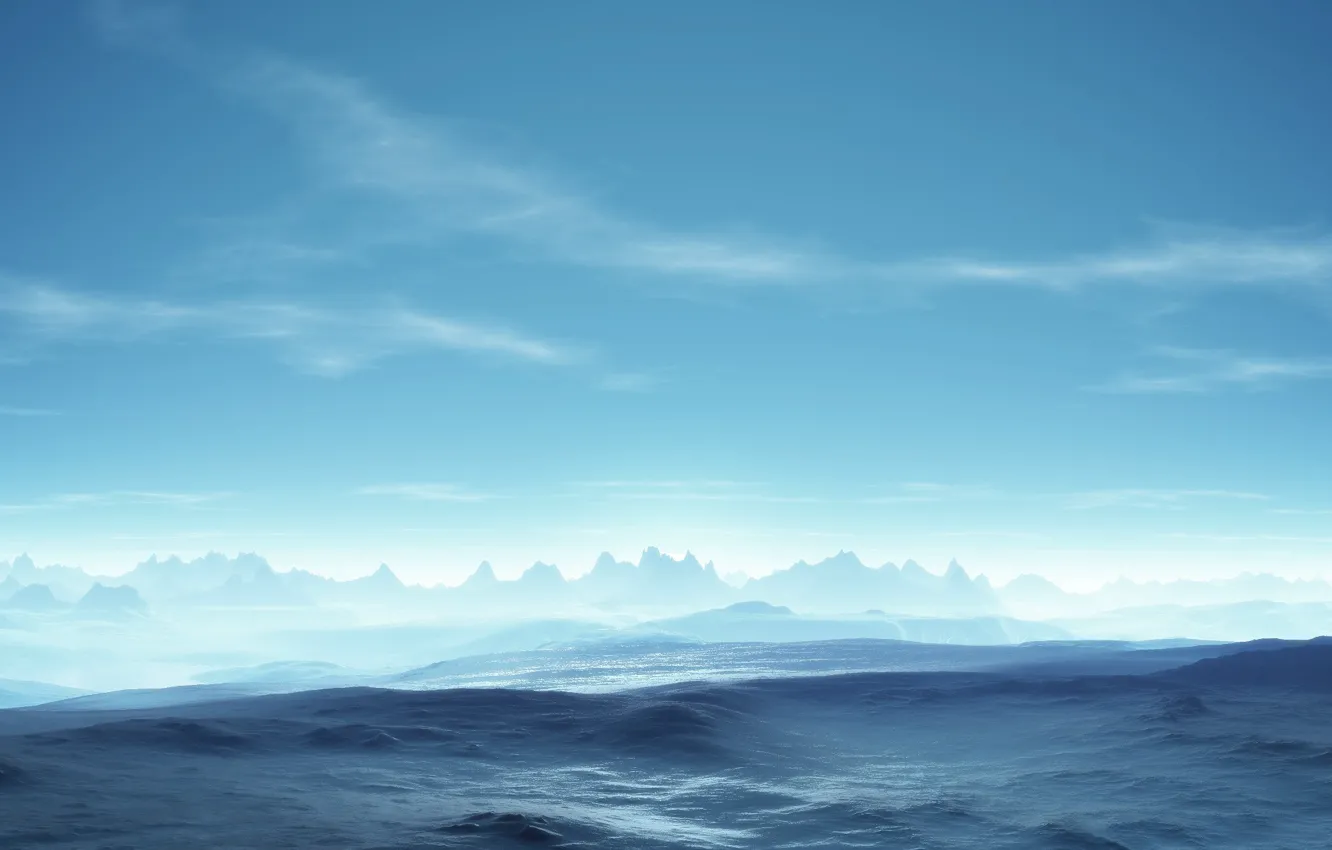 Photo wallpaper blue, horizon, Serenity