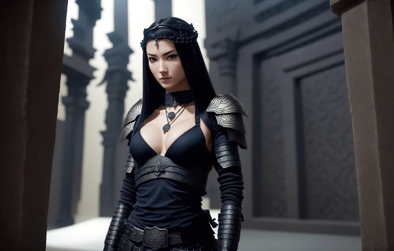 Photo wallpaper girl, fantasy, armor, art, asian, digital art, Stable Diffusion, Neuronet