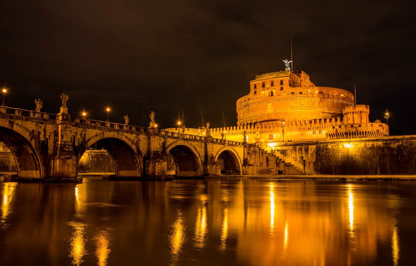 Photo wallpaper night, the city, Rome, Italy