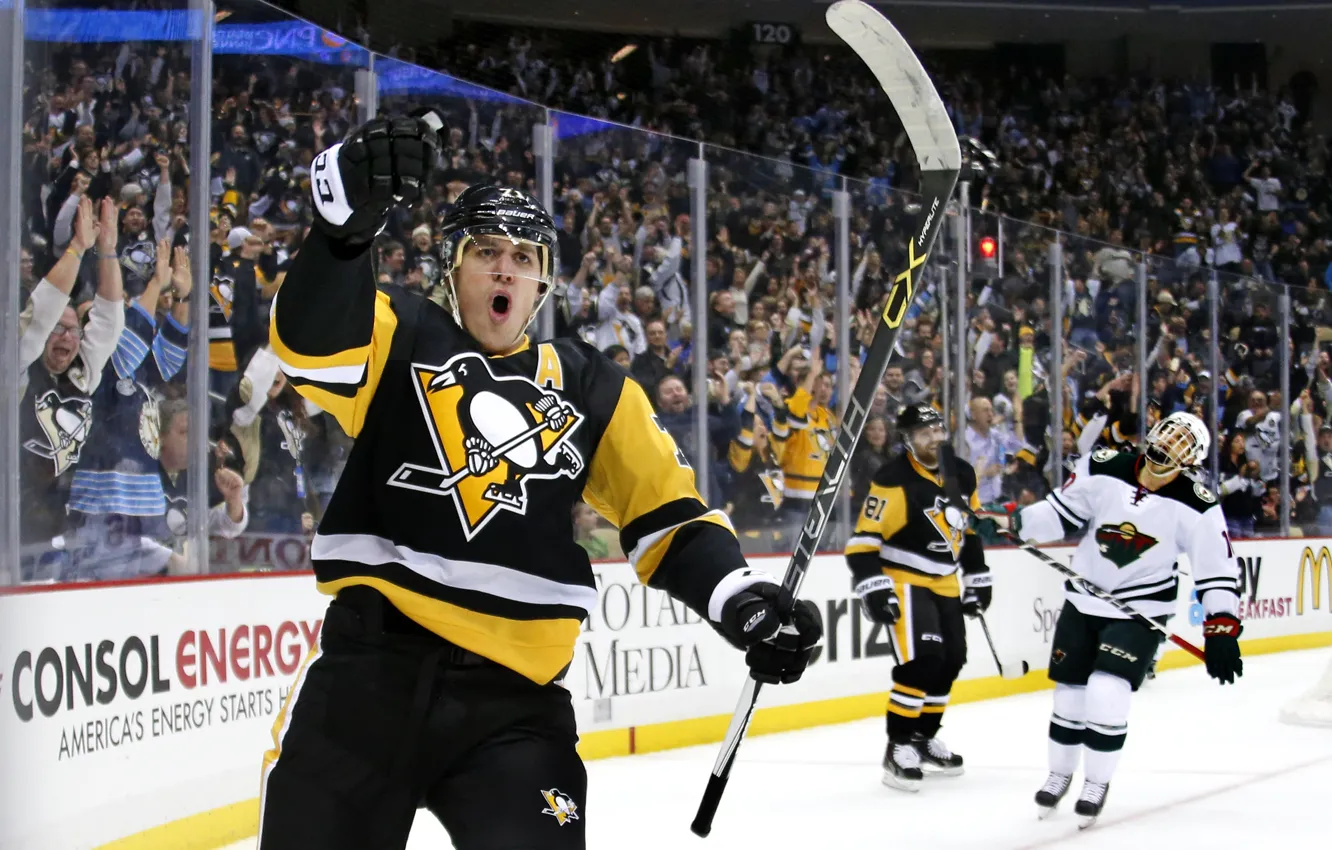Photo wallpaper ice, the game, hockey, goal, hockey player, match, Evgeni Malkin, Hockey