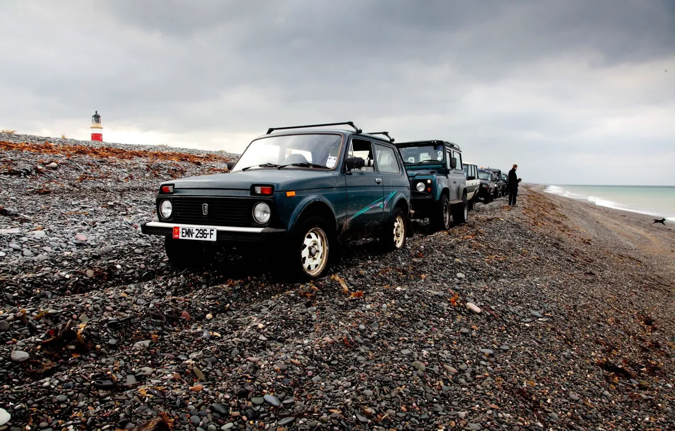 Photo wallpaper background, Wallpaper, shore, Lada, off road, Niva, Niva, Land rover