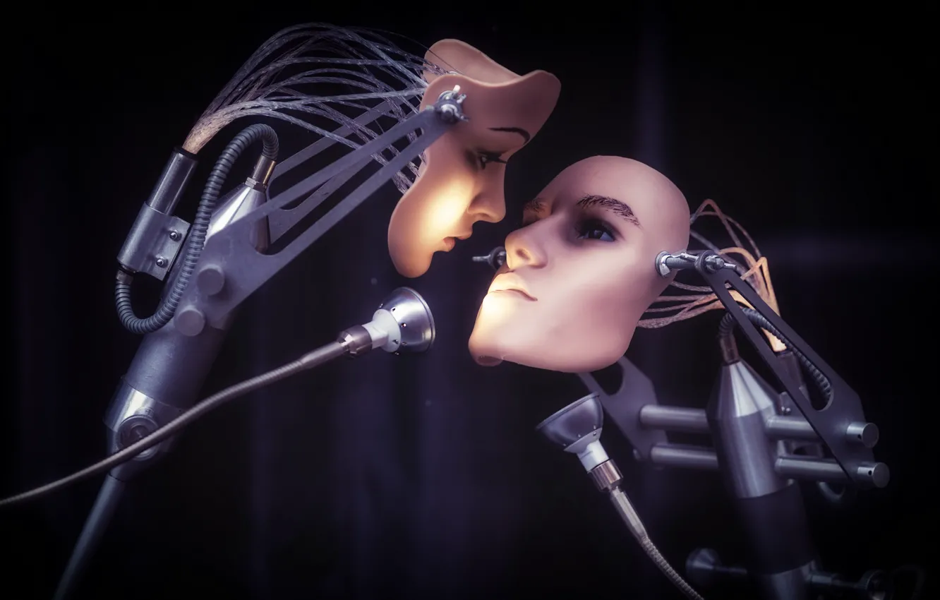 Photo wallpaper art, Machine, face, Mechanical love