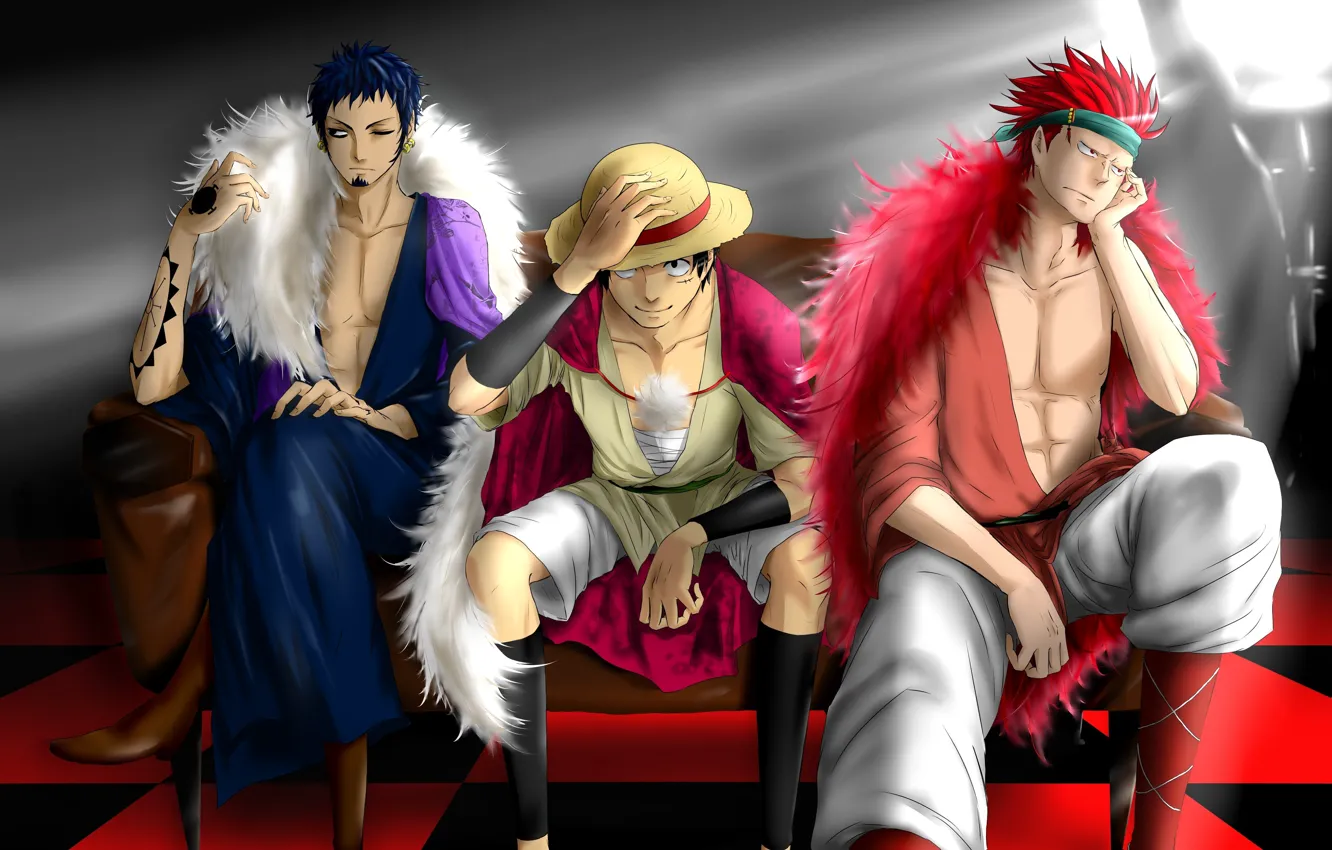 Photo wallpaper game, One Piece, red hair, pirate, hat, anime, man, boy