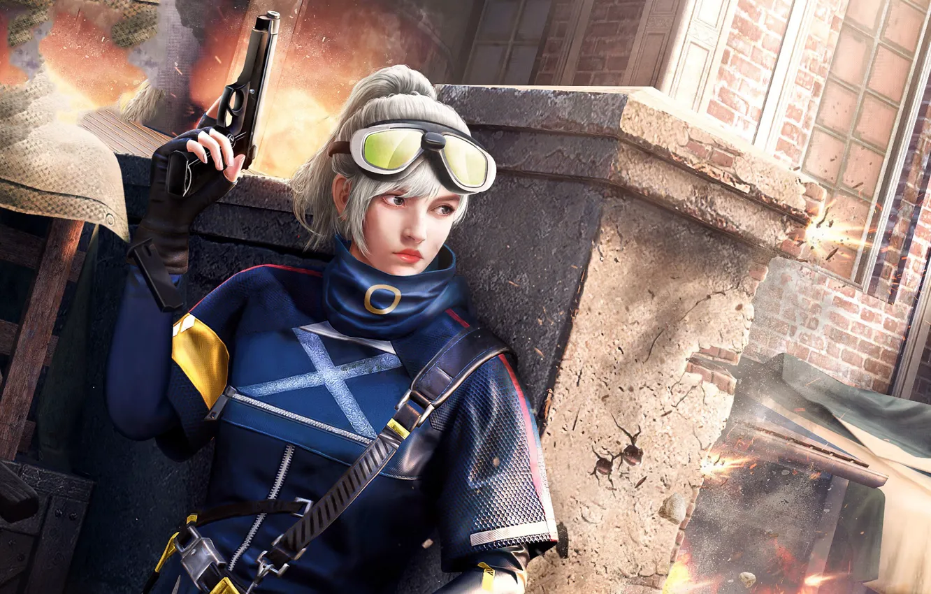 Photo wallpaper girl, gun, in ambush, PlayerUnknown's Battlegrounds