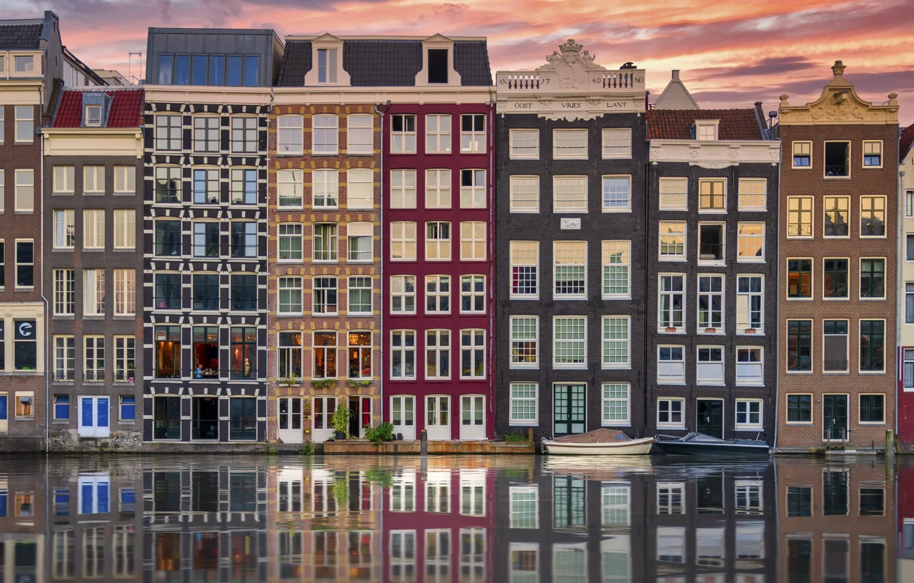 Photo wallpaper the city, Amsterdam, canals