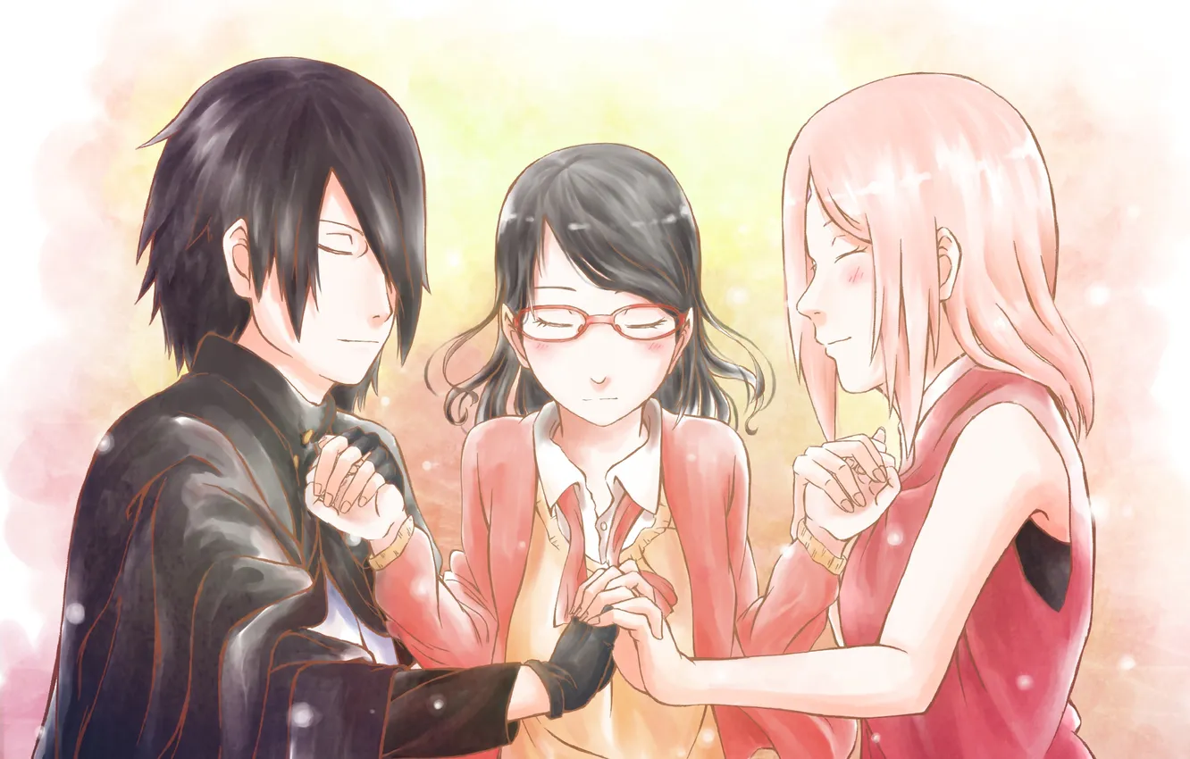 Photo wallpaper Naruto, art, sakura, Sasuke Uchiha, In Sarah Uchiha