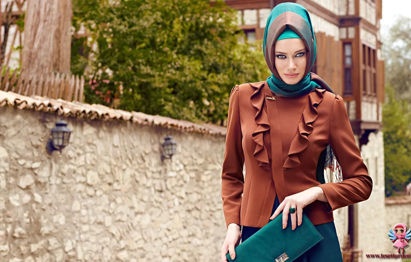 Photo wallpaper modern hijab clothing, Turk, girl. model