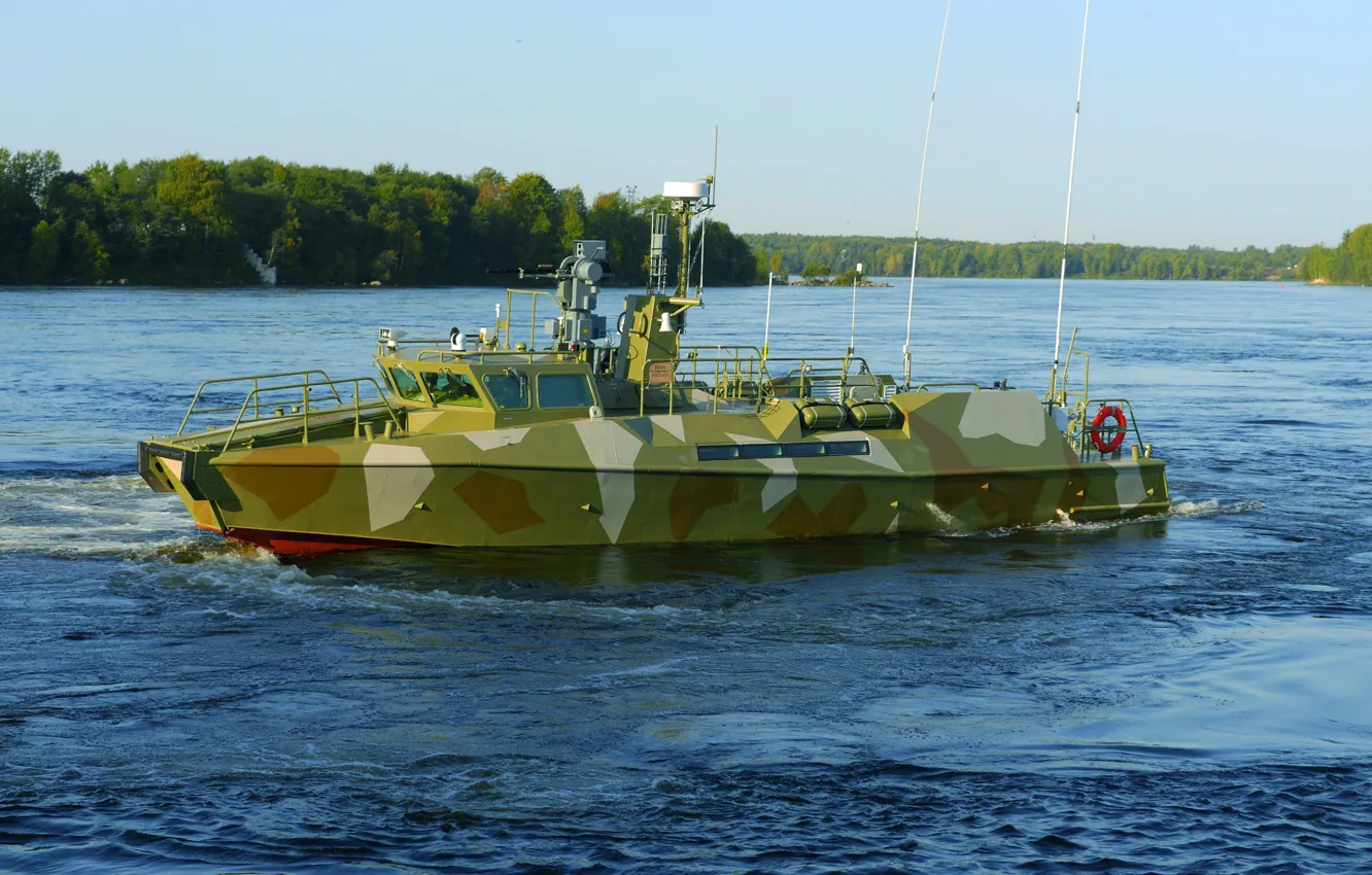 Photo wallpaper boat, color, camouflage, patrol