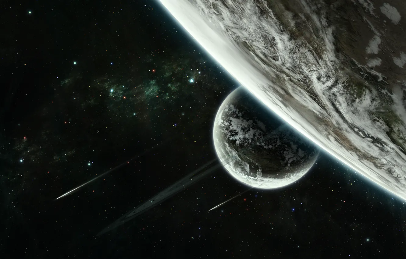 Photo wallpaper space, stars, planet, space, stars, planets