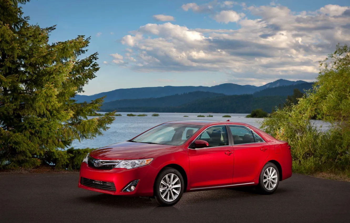 Photo wallpaper machine, auto, red, Toyota, beautiful, sedan, Toyota, Camry