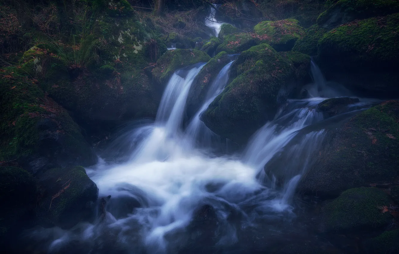 Photo wallpaper stones, shore, waterfall, stream