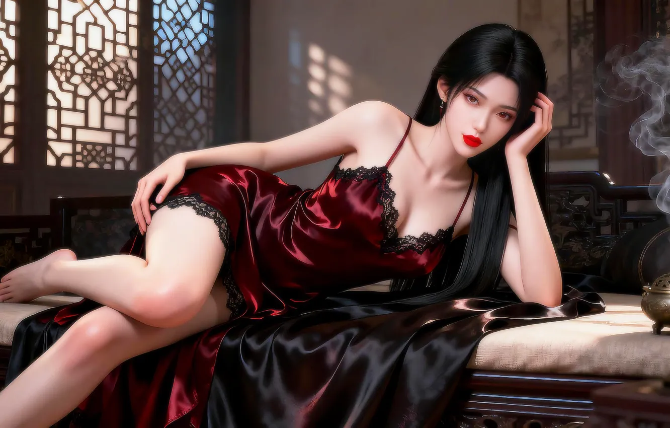 Photo wallpaper girl, beautiful, brunette, ai art