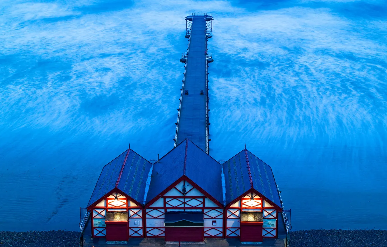 Photo wallpaper sea, England, Saltburn-by-the-Sea, Redcar and Cleveland, Pier Saltburn