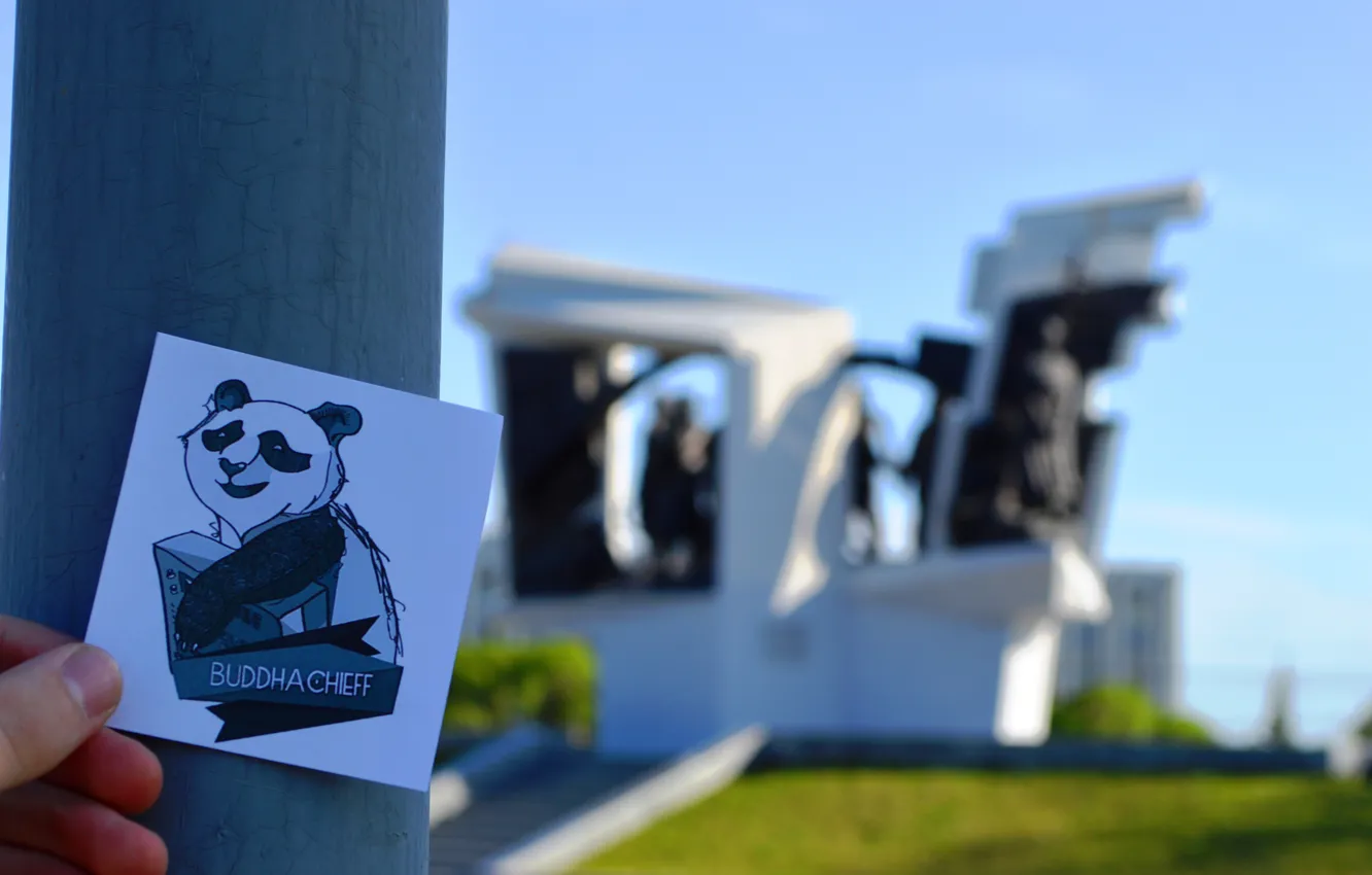 Photo wallpaper lawn, Panda, monument, buddha chieff