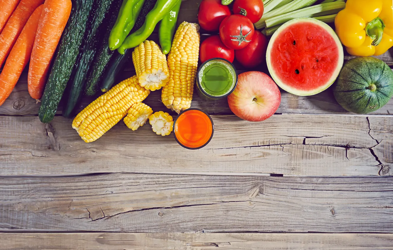 Photo wallpaper Board, fruit, vegetables