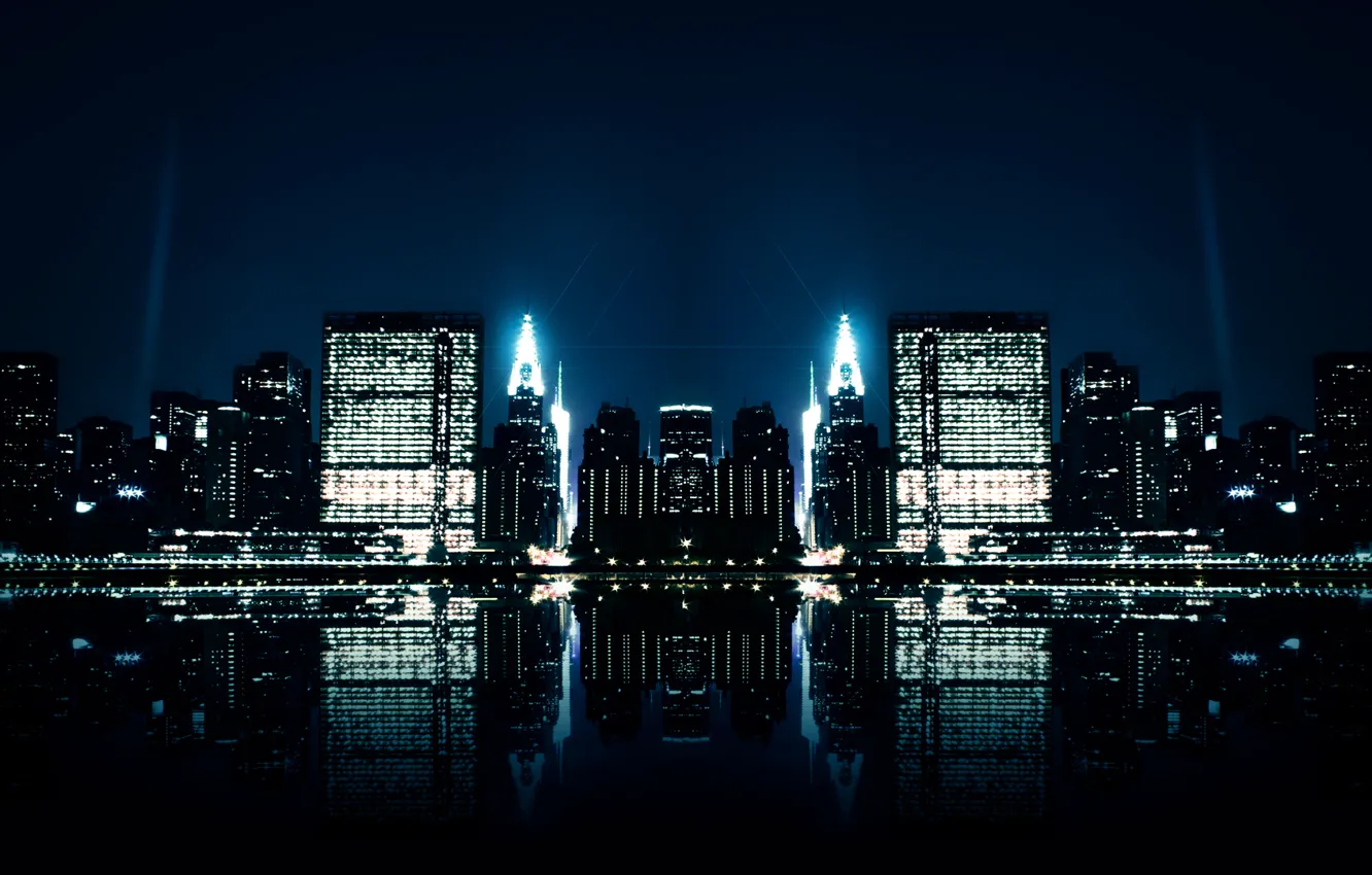 Photo wallpaper water, night, The city