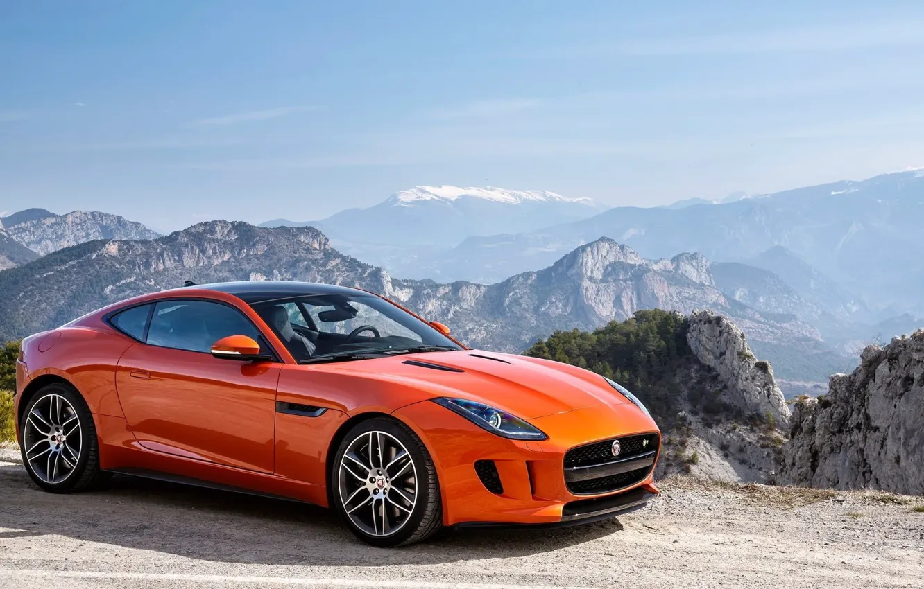 Photo wallpaper jaguar, coupe, orange, f type