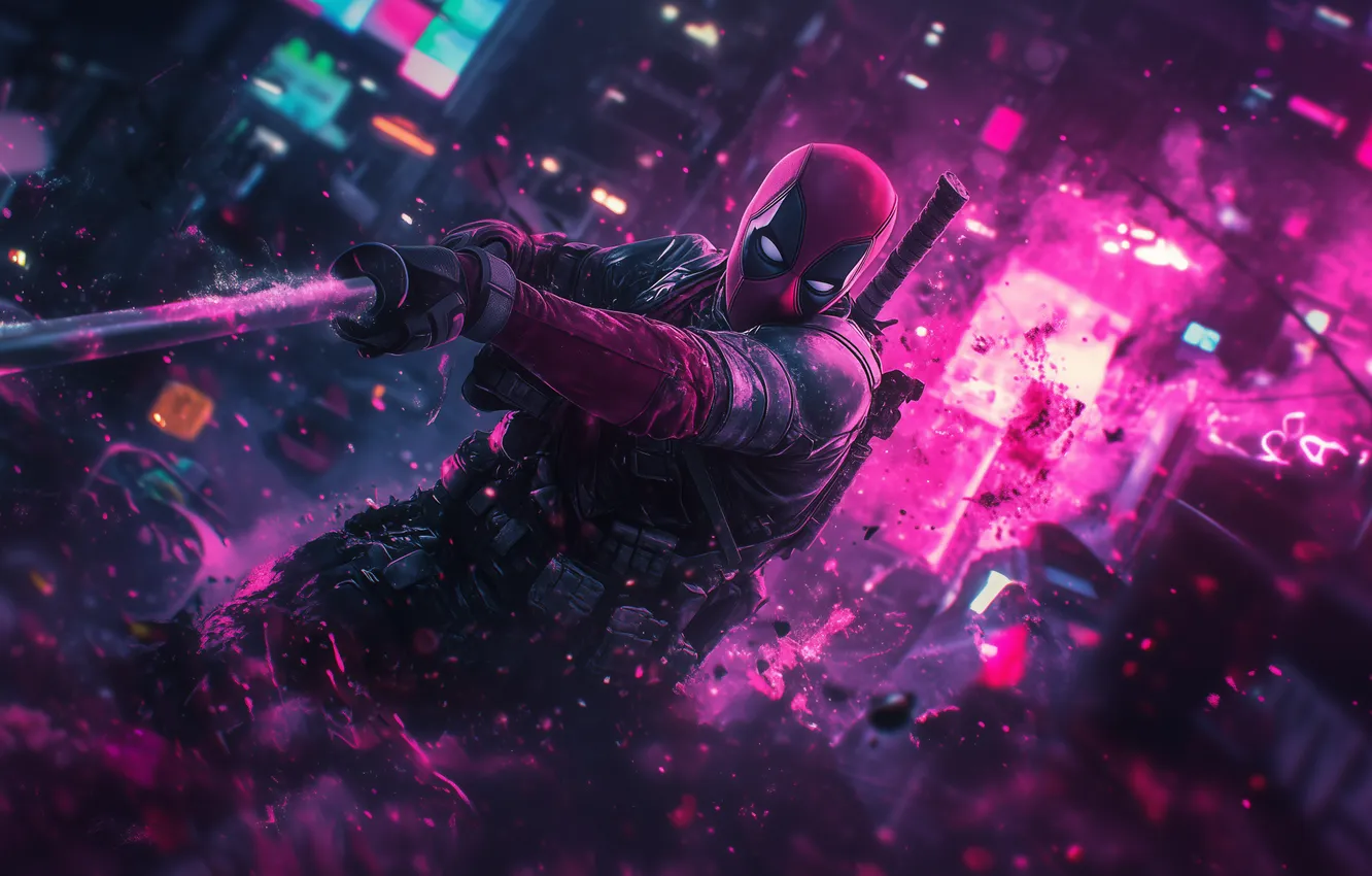 Photo wallpaper blood, sword, sword, blood, Deadpool, Marvel, epic, Marvel