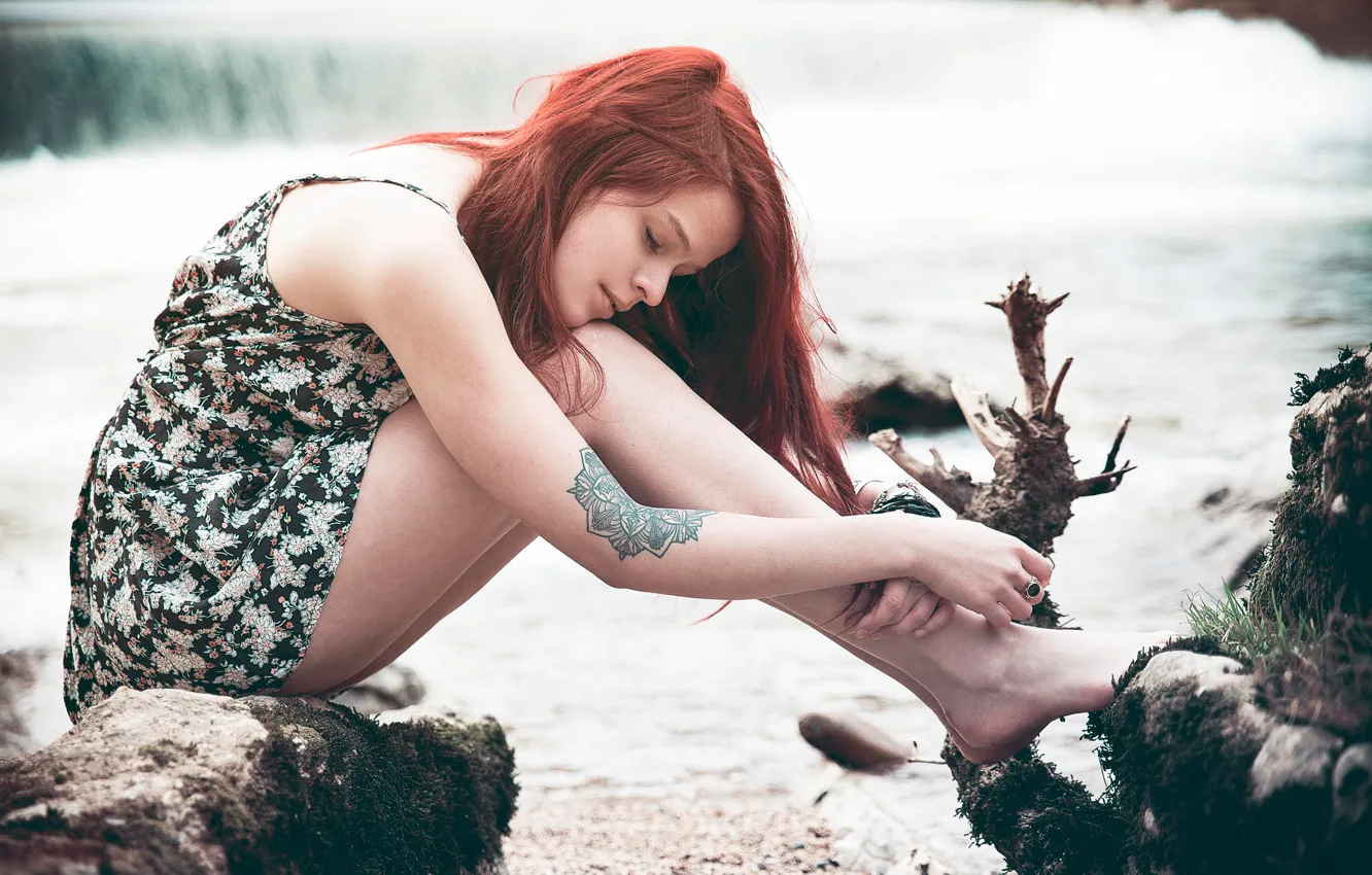 Photo wallpaper tattoo, redhead, Lorène