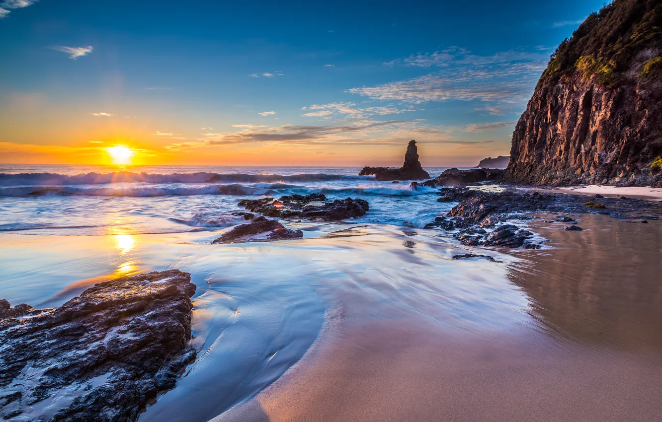 Photo wallpaper beach, nature, the ocean, rocks, Australia, New South Wales, Jones Beach in Kiama Downs