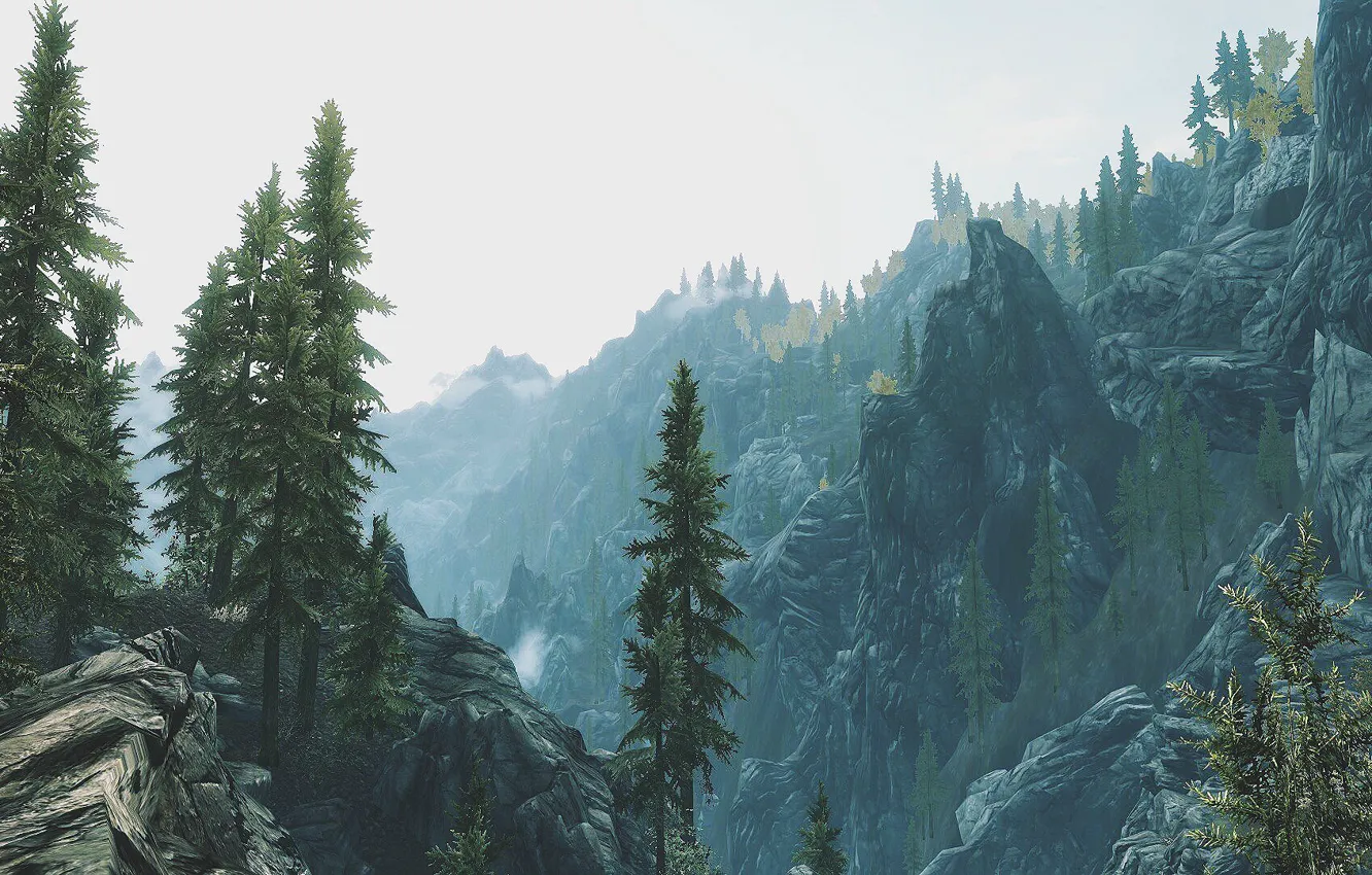 Photo wallpaper the sky, landscape, mountains, Skyrim, Skyrim
