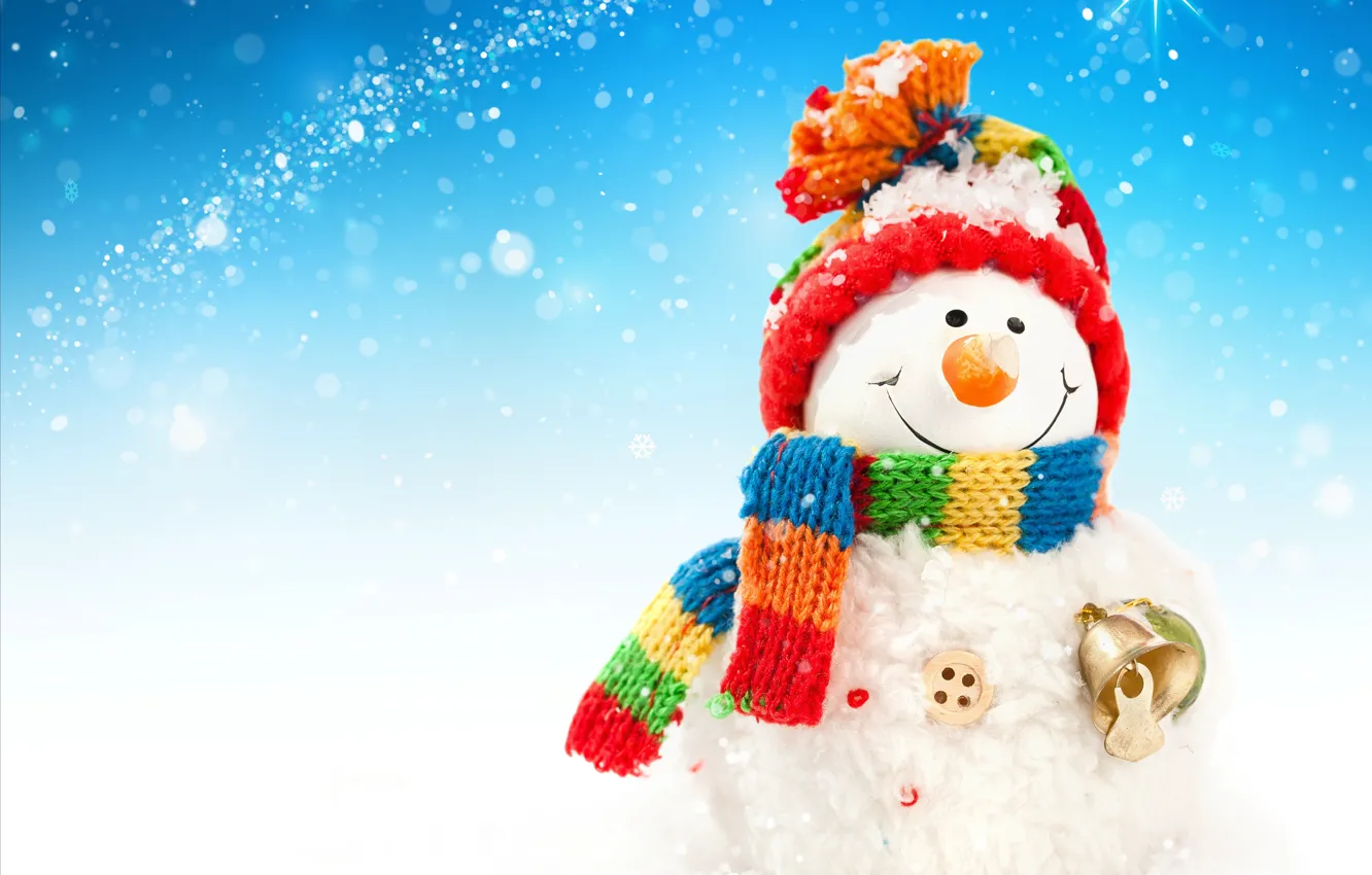 Photo wallpaper new year, Christmas, snowman, Christmas, winter, snow, New Year, snowman