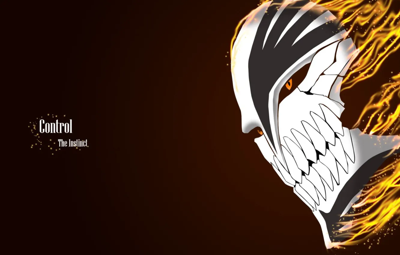 Photo wallpaper fire, anime, Bleach, Bleach Hollow mask, Control The Instinct, mask Ichigo