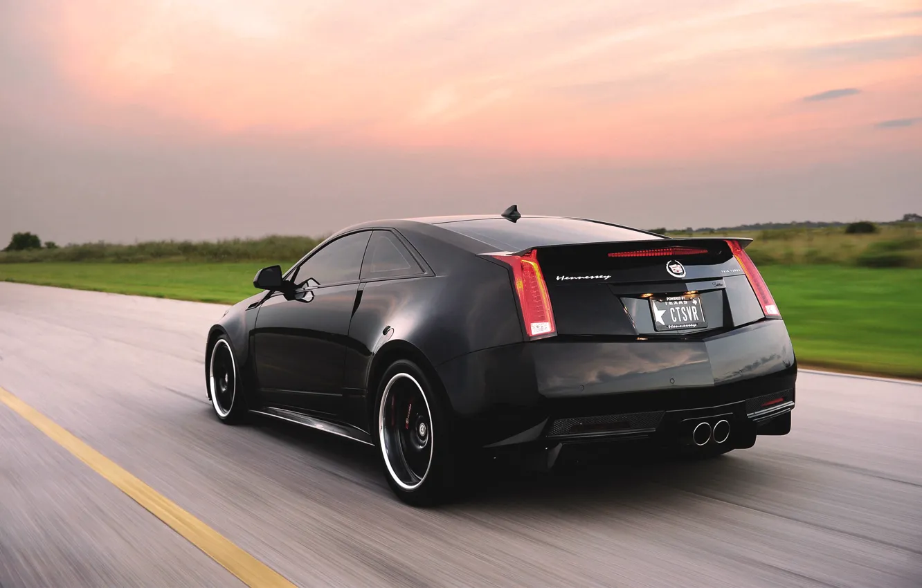 Photo wallpaper Cadillac, Auto, Road, Black, Cadillac, CTS-V, Hennessey, In Motion