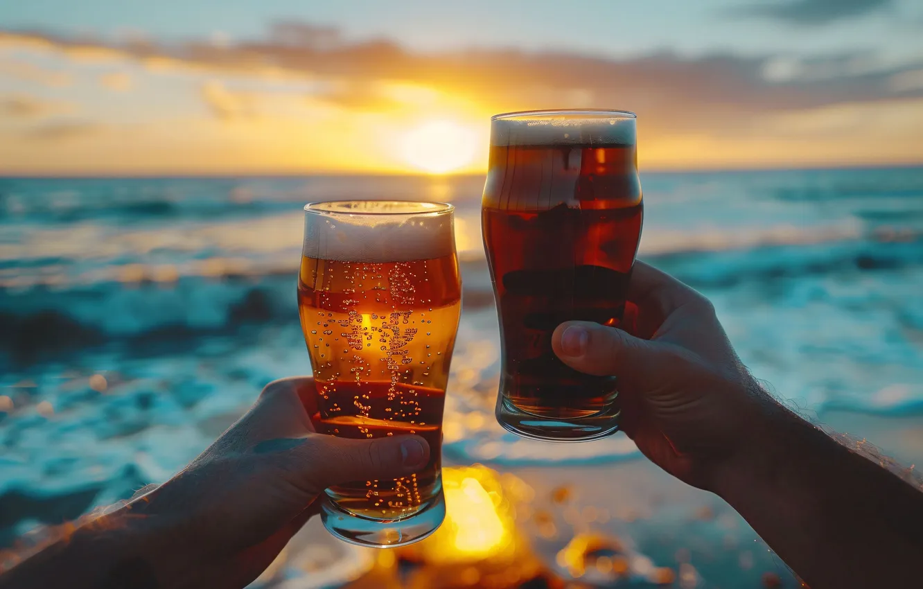Photo wallpaper beer, friends, celebrate, toasting