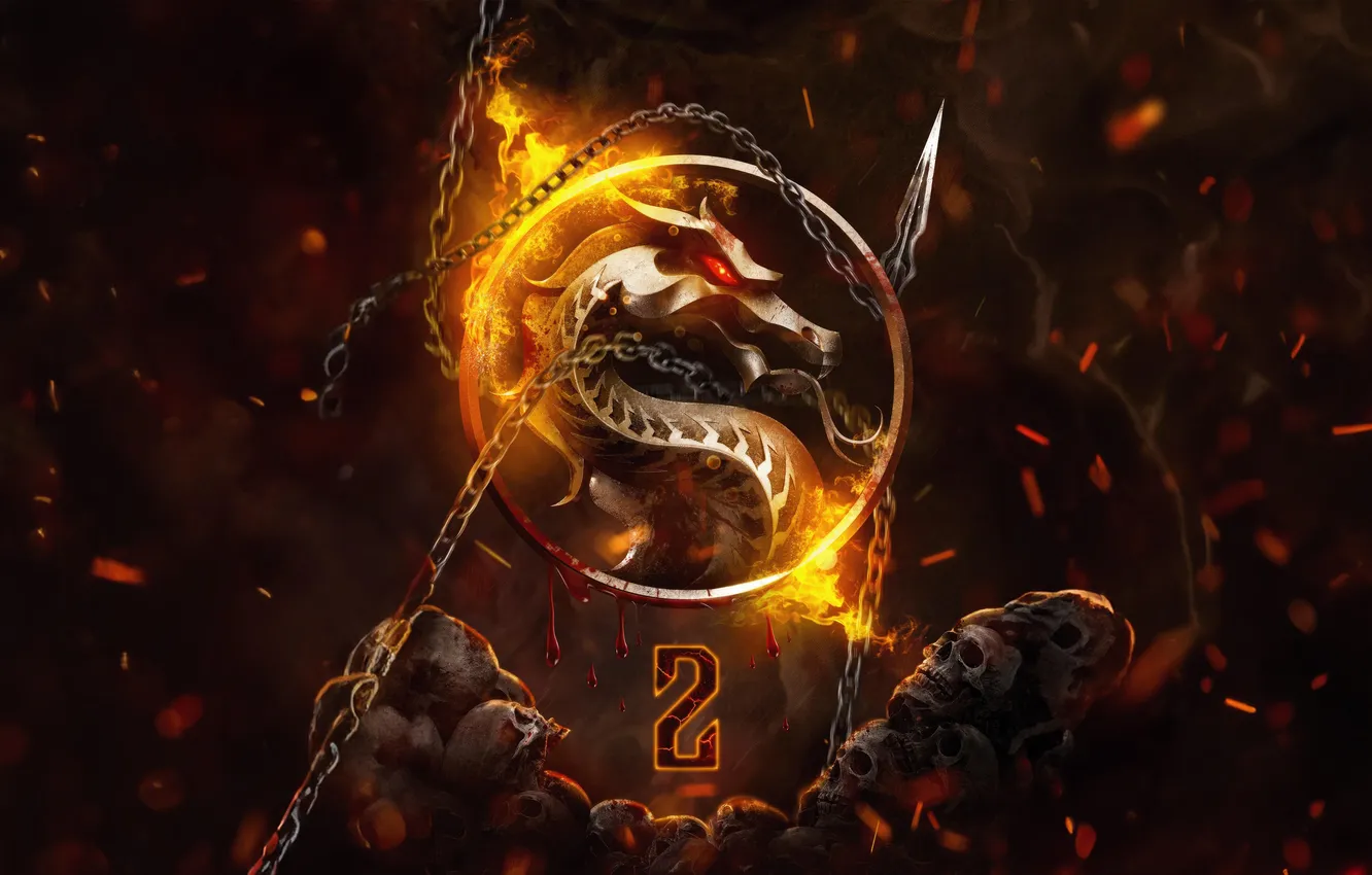Photo wallpaper logo, games, Mortal Kombat 2