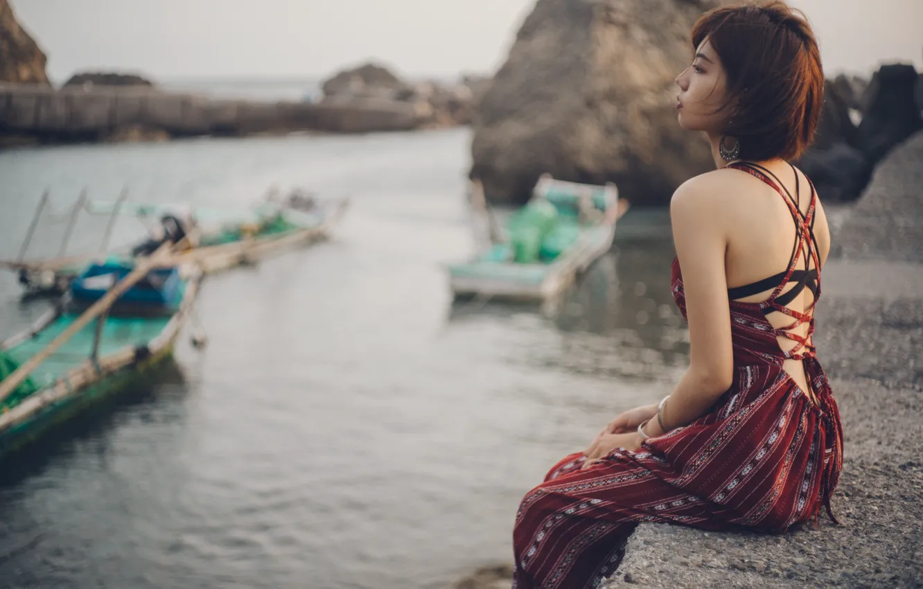 Photo wallpaper girl, woman, asian, cute