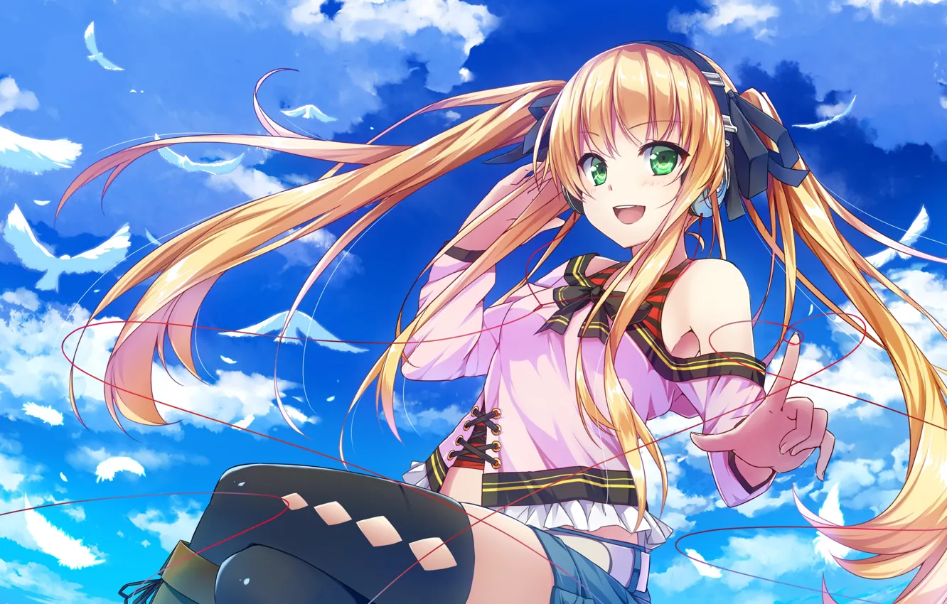 Photo wallpaper the sky, girl, blonde