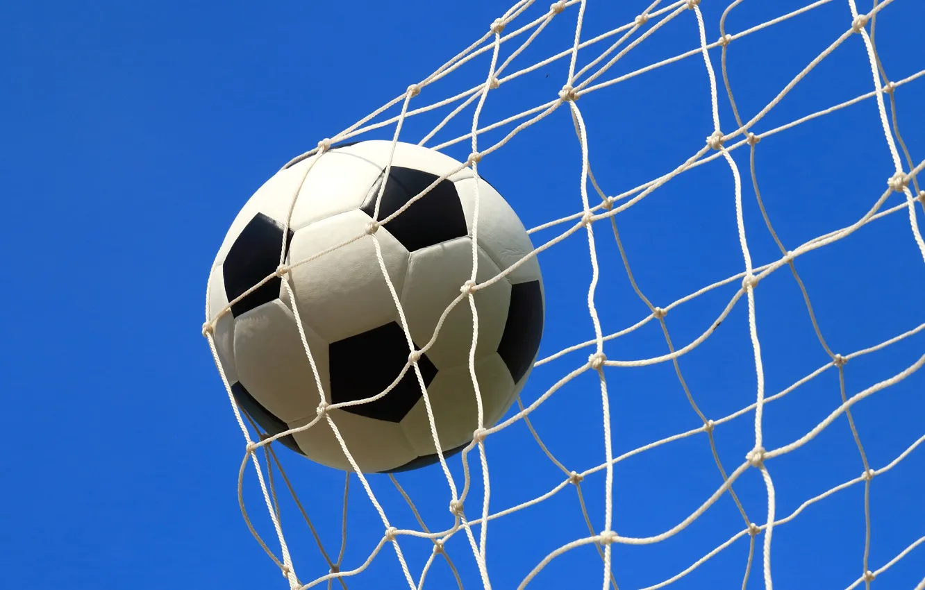 Photo wallpaper the sky, mesh, football, the ball, goal