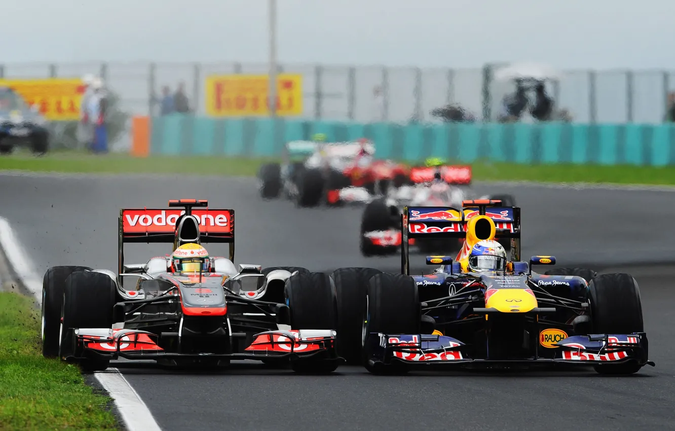 Photo wallpaper McLaren, Formula 1, Red Bull, Vettel, Champion, Hamilton