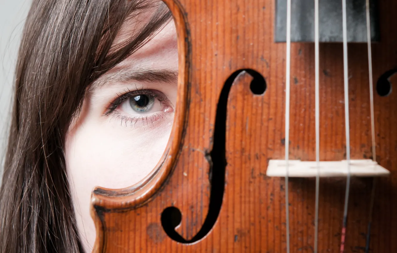 Photo wallpaper girl, macro, violin