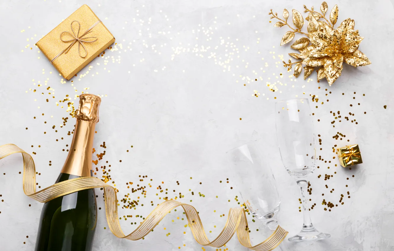 Photo wallpaper Julia Sudnitskaya, birthday, gift, champagne, composition