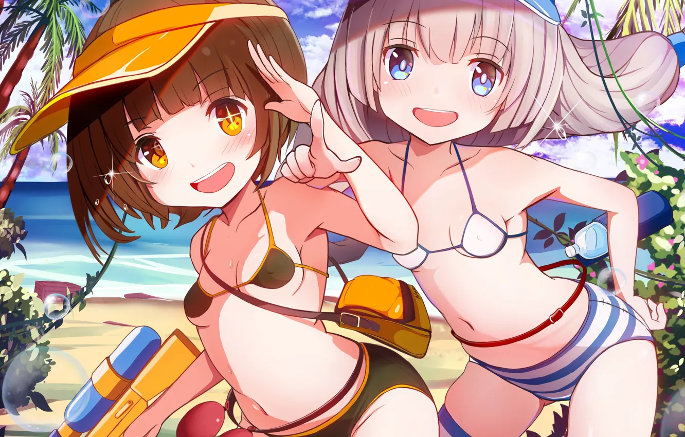 Photo wallpaper summer, girl, water gun