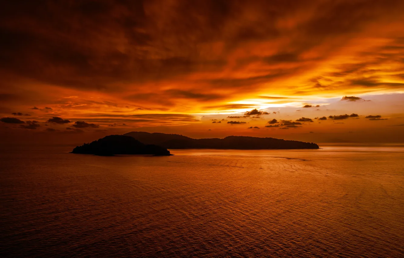 Photo wallpaper sea, sunset, beauty, the evening, space, sunset, Malaysia, Kedah