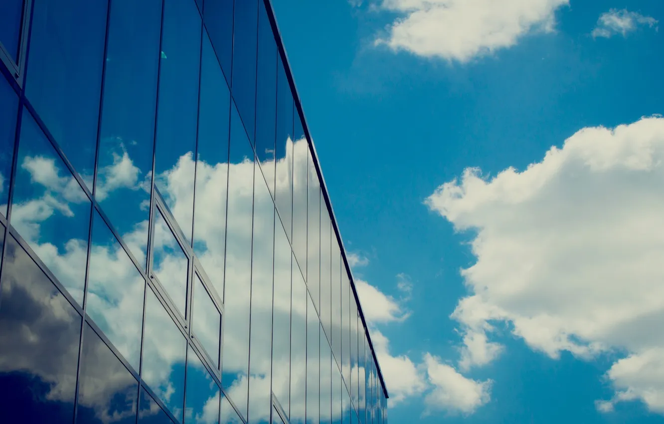 Photo wallpaper the sky, glass, clouds, building