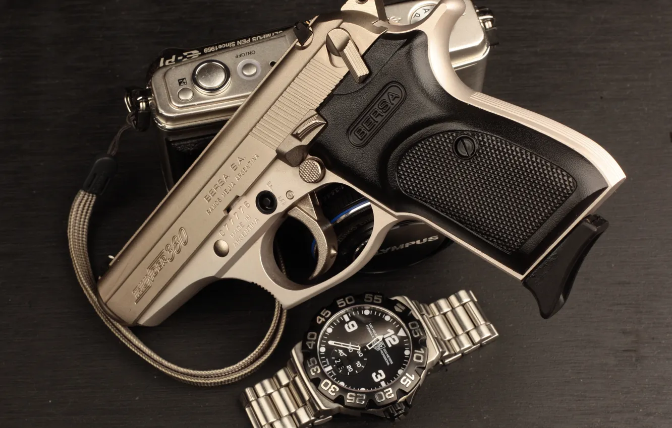 Photo wallpaper gun, watch, self-loading, Bersa, Argentine, Thunder 380