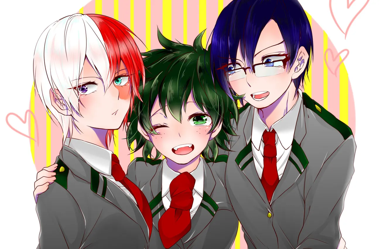 Photo wallpaper Boku no Hero Academy, Todoroki Shouto, Izuku Midoriya, Iida Tenya