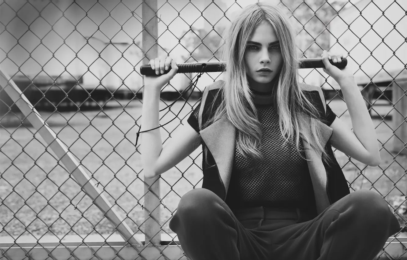 Photo wallpaper mesh, photographer, black and white, journal, top model, Cara Delevingne, Cara Delevingne, Guy Aroch