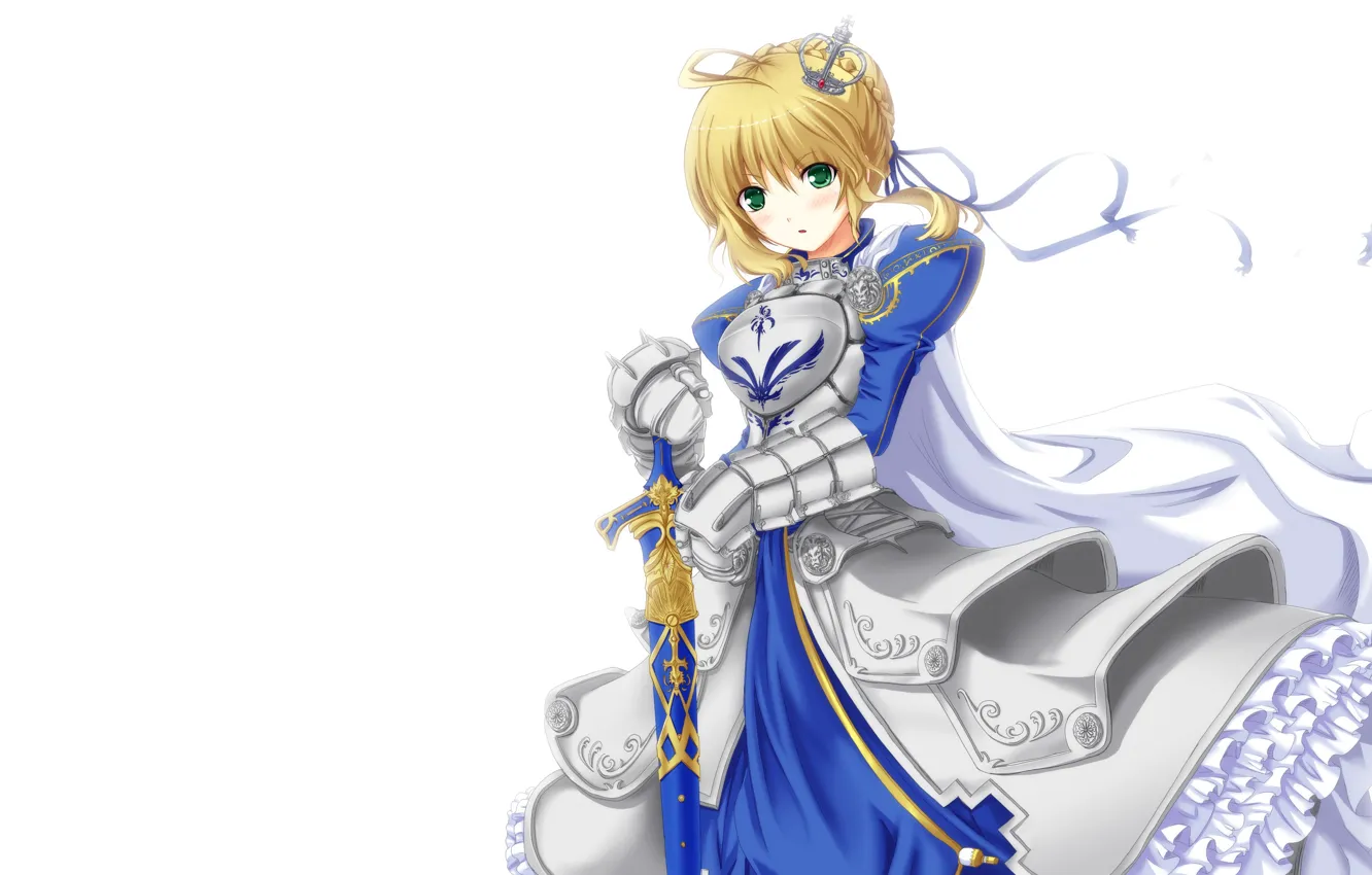 Photo wallpaper girl, crown, knight, king, the saber, Artoria Pendragon, Fate stay night, Fate / Stay Night