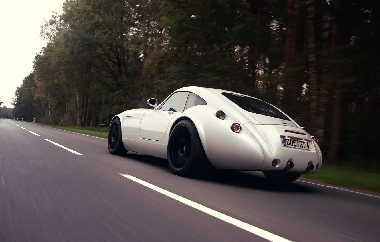 Photo wallpaper Road, Forest, Black, White, Highway, Wiesmann GT MF4/MF4-S