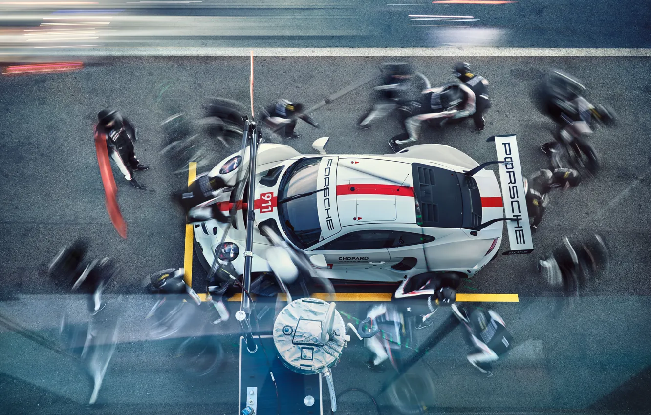 Photo wallpaper Porsche, Porsche, Motorsport, 2019, Porsche 911 RSR, Mechanics, Racing car
