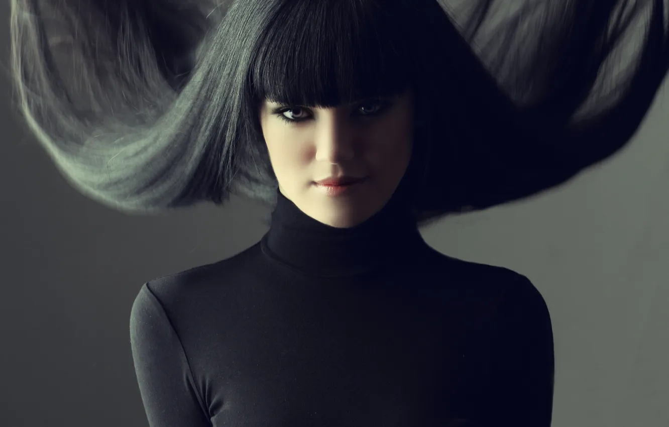 Photo wallpaper girl, hair, brunette